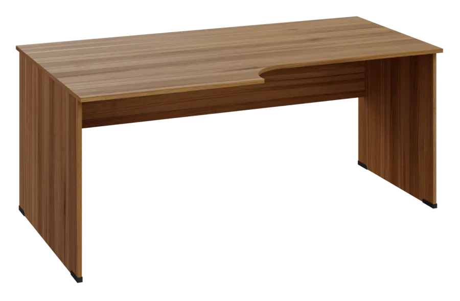 ERL 18 - 188 stůl kancelářský, rohový, levý, dřevěná podnož, deska 18 mm, široký 1800 mm, ořech světlý